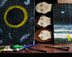 Untitled (paintings and brushes)